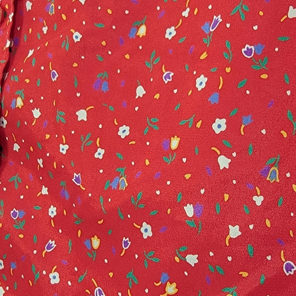 The Villager VTG Red Mini Floral Print Button Down Long Sleeve Women's Size 16 - Picture 8 of 12